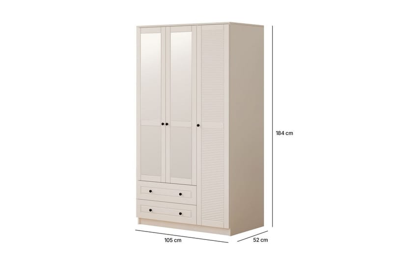 Rynric Garderobe 105x184 cm - Matt Hvit - Oppbevaring - Klesoppbevaring - Garderober & garderobesystem