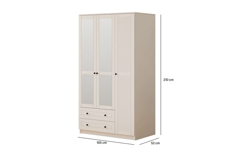 Rynric Garderobe 105x210 cm - Matt Hvit - Oppbevaring - Klesoppbevaring - Garderober & garderobesystem