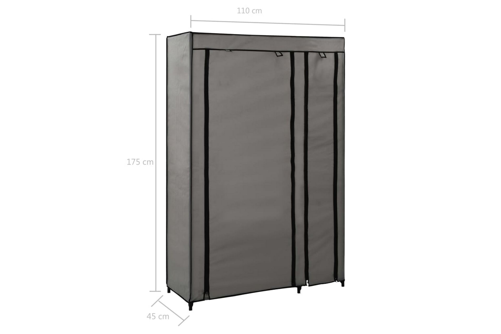 Sammenleggbar garderobe grå 110x45x175 cm stoff - Oppbevaring - Klesoppbevaring - Garderober & garderobesystem