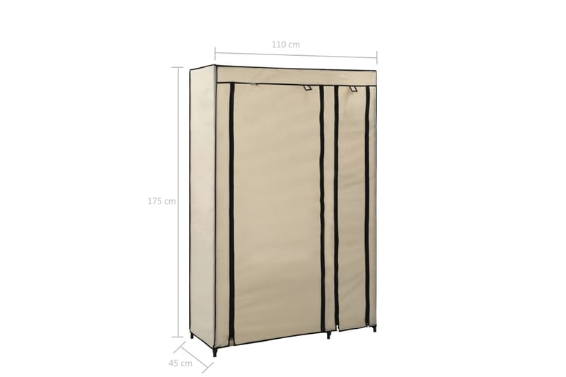 Sammenleggbar garderobe kremfarget 110x45x175 cm stoff - Oppbevaring - Klesoppbevaring - Garderober & garderobesystem