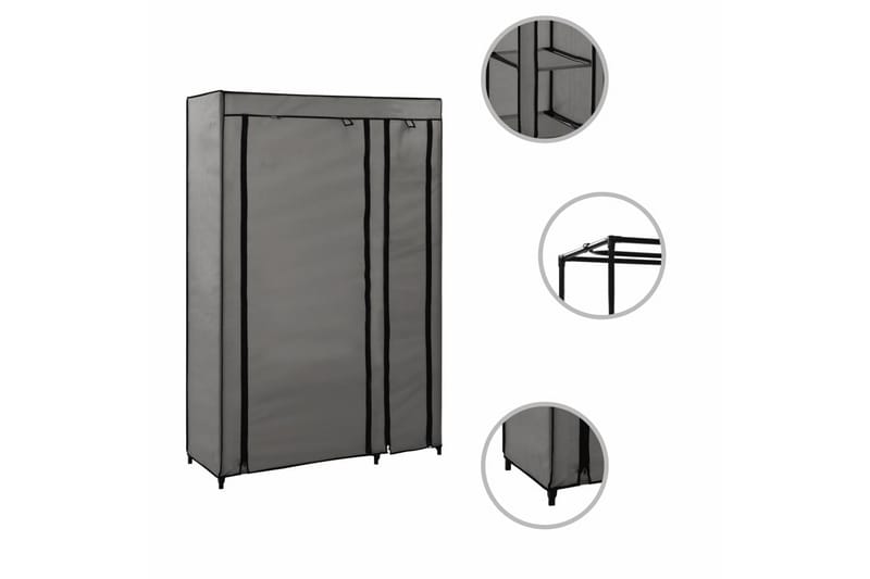 Sammenleggbare garderober 2 stk grå 110x45x175 cm stoff - Garderober & garderobesystem - Garderobeskap & klesskap