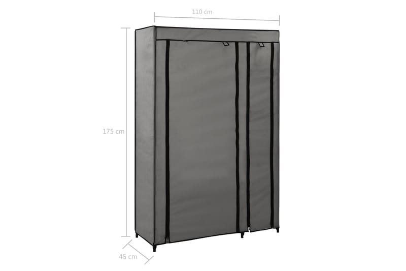 Sammenleggbare garderober 2 stk grå 110x45x175 cm stoff - Oppbevaring - Klesoppbevaring - Garderober & garderobesystem