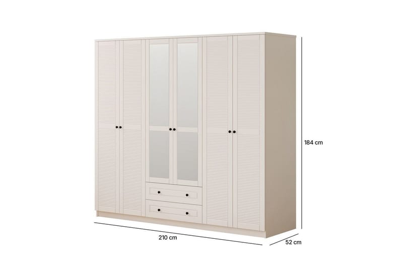 Savon Garderobesskåp 210x184 cm - Matt Hvit - Oppbevaring - Klesoppbevaring - Garderober & garderobesystem - Garderobeskap & klesskap