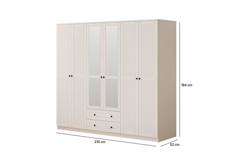 Savon Garderobesskåp 210x184 cm - Matt Hvit - Oppbevaring - Klesoppbevaring - Garderober & garderobesystem - Garderobeskap & klesskap