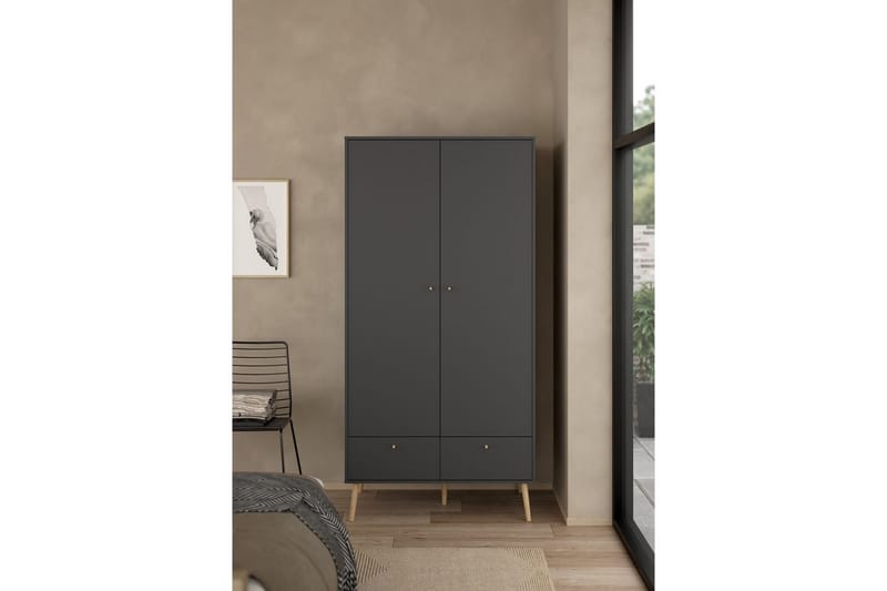 Shinta Garderobskap 99x200 cm - Grå - Oppbevaring - Klesoppbevaring - Garderober & garderobesystem - Garderobeskap & klesskap