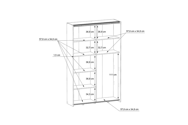 Shipts Garderobe 42x120 cm - Natur/Mørkegrå - Oppbevaring - Klesoppbevaring - Garderober & garderobesystem