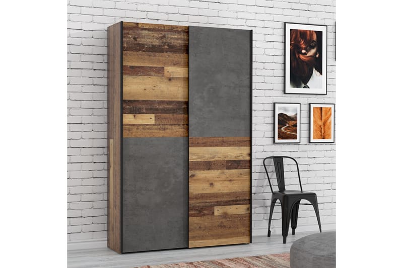 Shipts Garderobe 42x120 cm - Natur/Mørkegrå - Oppbevaring - Klesoppbevaring - Garderober & garderobesystem