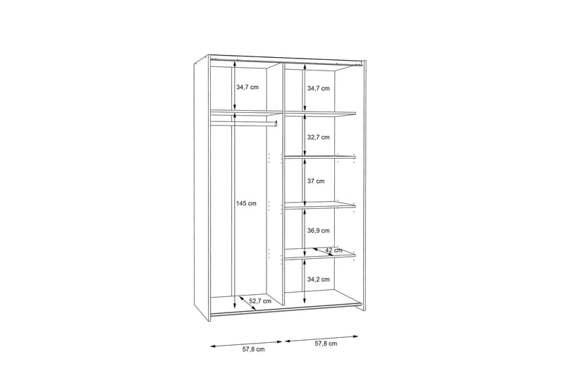 Shipts Garderobe 62x120 cm - Brun/Hvit - Oppbevaring - Klesoppbevaring - Garderober & garderobesystem