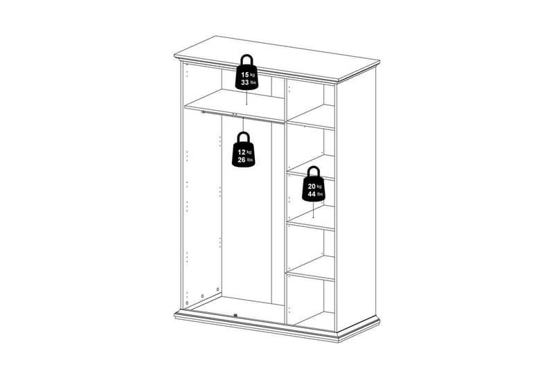 Shoiba Garderobe 138,8x200,6 cm - Hvit - Oppbevaring - Klesoppbevaring - Garderober & garderobesystem