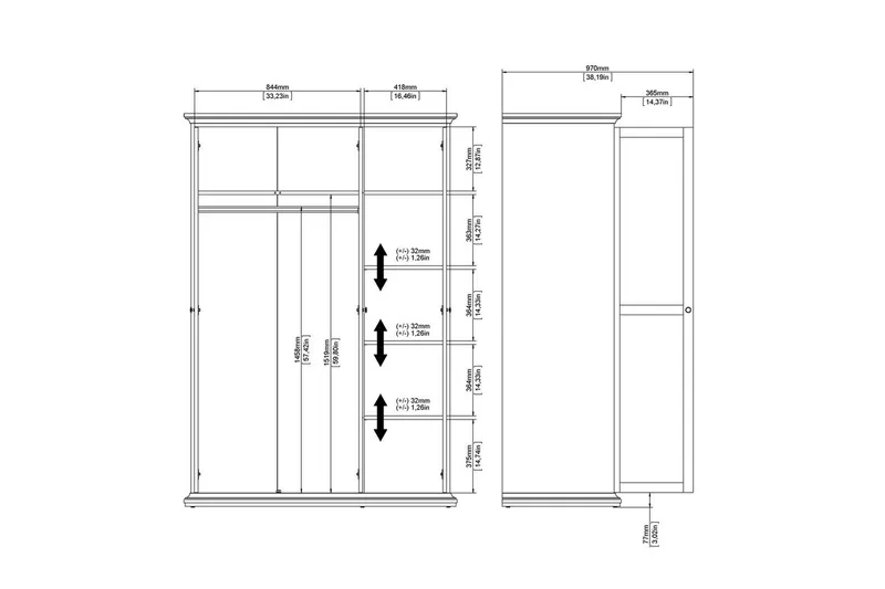 Shoiba Garderobe 138,8x200,6 cm - Hvit - Oppbevaring - Klesoppbevaring - Garderober & garderobesystem