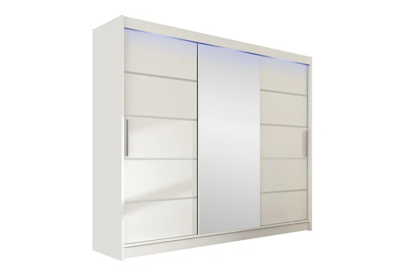 Sia Garderobe med Speil 250x215 cm - Hvit - Oppbevaring - Klesoppbevaring - Garderober & garderobesystem