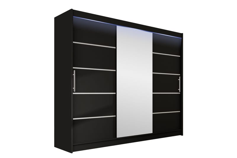 Sia Garderobe med Speil 250x215 cm, Svart