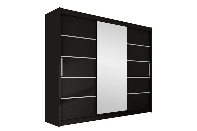 Sia Garderobe med Speil 250x215 cm, Svart