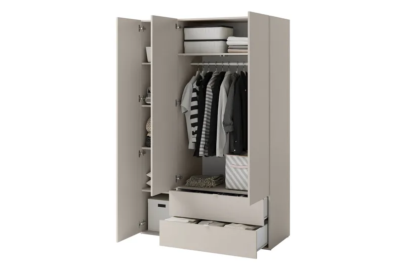 Sigmana Garderobeskap 130x201 cm - Brun - Oppbevaring - Klesoppbevaring - Garderober & garderobesystem