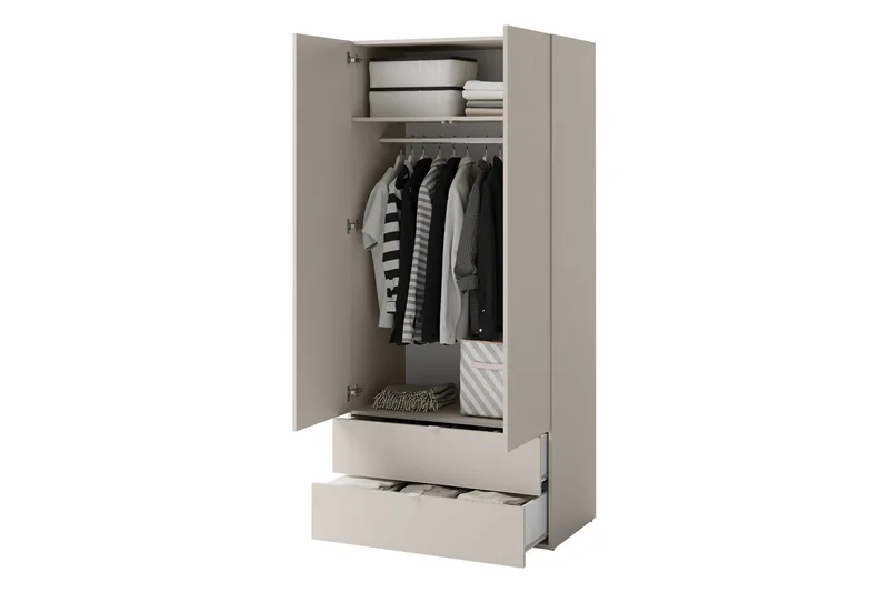 Sigmana Garderobeskap 90x201 cm - Lys Grå - Oppbevaring - Klesoppbevaring - Garderober & garderobesystem