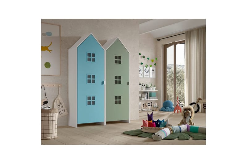 Skap Casami Brugge 2-delt med 2 Dører Blå/Grønn - Blå/Grønn - Oppbevaring - Klesoppbevaring - Garderober & garderobesystem - Garderobeskap & klesskap