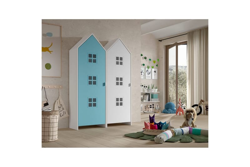 Skap Casami Brugge 2-delt med 2 Dører Blå/Hvit - Blå/Hvit - Oppbevaring - Klesoppbevaring - Garderober & garderobesystem - Garderobeskap & klesskap