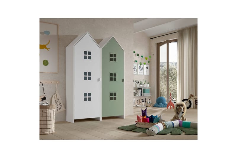 Skap Casami Brugge 2-delt med 2 Dører Grønn/Hvit - Grønn/Hvit - Oppbevaring - Klesoppbevaring - Garderober & garderobesystem - Garderobeskap & klesskap