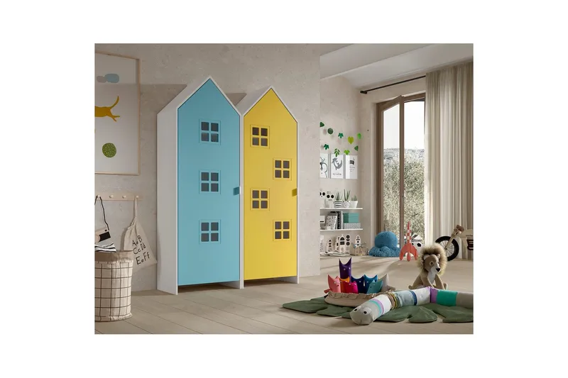 Skap Casami Brugge 2-delt med 2 Dører Gul/Blå - Gul/Blå - Oppbevaring - Klesoppbevaring - Garderober & garderobesystem - Garderobeskap & klesskap