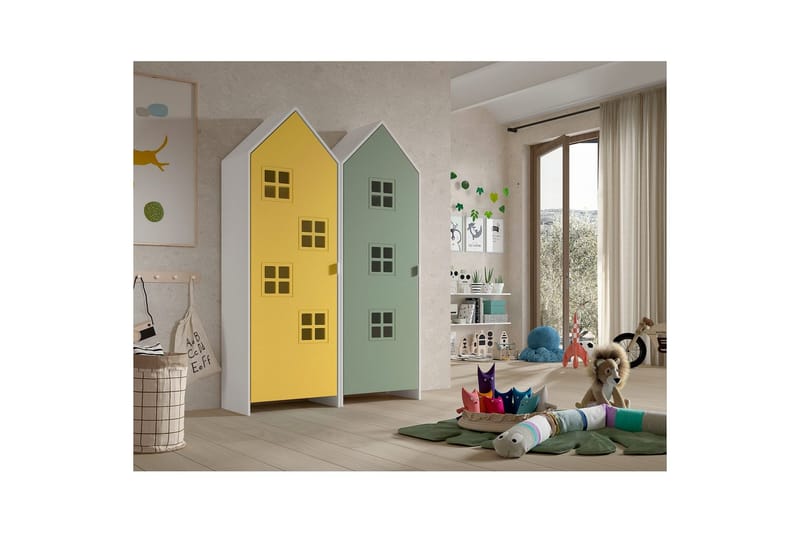 Skap Casami Brugge 2-delt med 2 Dører Gul/Grønn - Gul/Grønn - Oppbevaring - Klesoppbevaring - Garderober & garderobesystem - Garderobeskap & klesskap