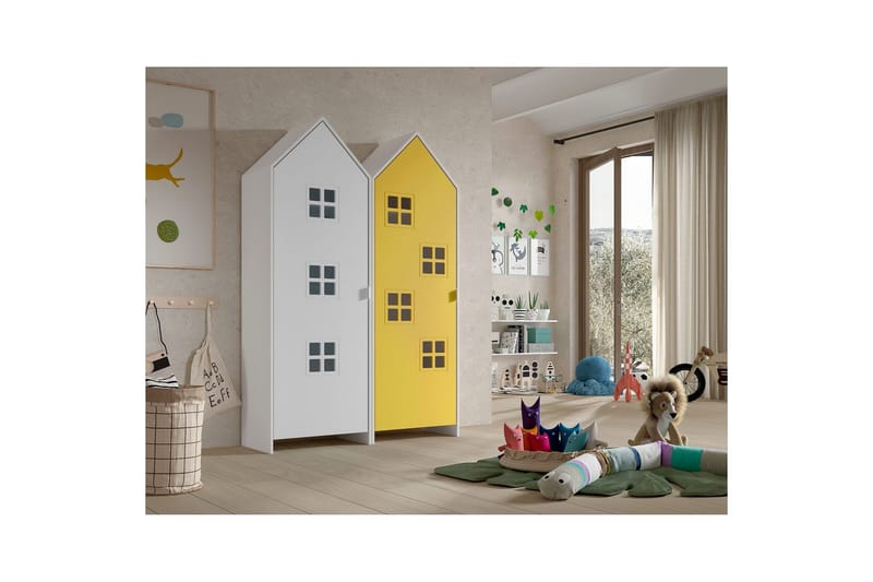 Skap Casami Brugge 2-delt med 2 Dører Gul/Hvit - Gul/Hvit - Oppbevaring - Klesoppbevaring - Garderober & garderobesystem - Garderobeskap & klesskap