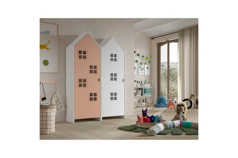 Skap Casami Brugge 2-delt med 2 Dører Rosa/Hvit - Rosa/Hvit - Oppbevaring - Klesoppbevaring - Garderober & garderobesystem - Garderobeskap & klesskap