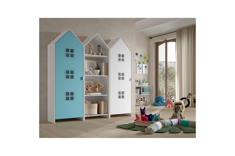 Skap Casami Brugge 3-delt med 1 Åpent Skap Blå/Hvit - Blå/Hvit - Oppbevaring - Klesoppbevaring - Garderober & garderobesystem - Garderobeskap & klesskap