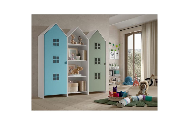 Skap Casami Brugge 3-delt med 1 Åpent Skap Grønn/Blå - Grønn/Blå - Oppbevaring - Klesoppbevaring - Garderober & garderobesystem - Garderobeskap & klesskap