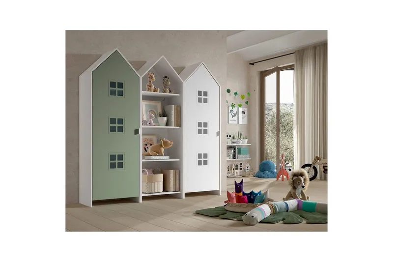 Skap Casami Brugge 3-delt med 1 Åpent Skap Grønn/Hvit - Grønn/Hvit - Oppbevaring - Klesoppbevaring - Garderober & garderobesystem - Garderobeskap & klesskap