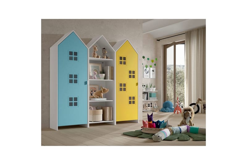 Skap Casami Brugge 3-delt med 1 Åpent Skap Gul/Blå - Gul/Blå - Oppbevaring - Klesoppbevaring - Garderober & garderobesystem - Garderobeskap & klesskap