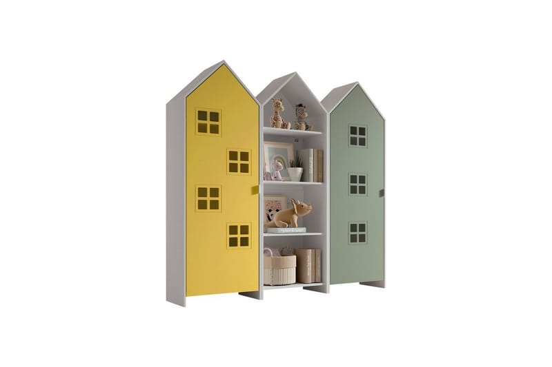 Skap Casami Brugge 3-delt med 1 Åpent Skap Gul/Grønn - Gul/Grønn - Oppbevaring - Klesoppbevaring - Garderober & garderobesystem - Garderobeskap & klesskap