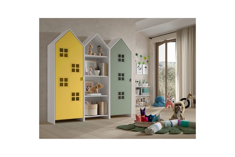 Skap Casami Brugge 3-delt med 1 Åpent Skap Gul/Grønn - Gul/Grønn - Oppbevaring - Klesoppbevaring - Garderober & garderobesystem - Garderobeskap & klesskap