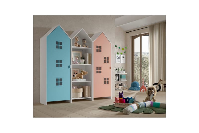 Skap Casami Brugge 3-delt med 1 Åpent Skap Rosa/Blå - Rosa/Blå - Oppbevaring - Klesoppbevaring - Garderober & garderobesystem - Garderobeskap & klesskap