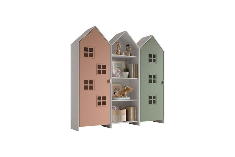 Skap Casami Brugge 3-delt med 1 Åpent Skap Rosa/Grønn - Rosa/Grønn - Oppbevaring - Klesoppbevaring - Garderober & garderobesystem - Garderobeskap & klesskap