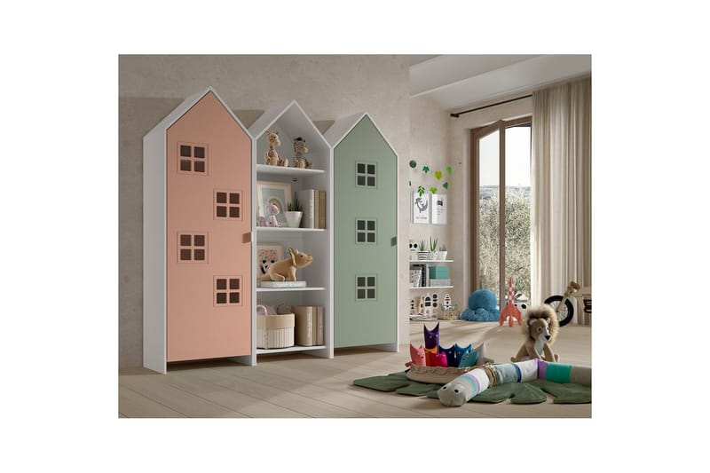 Skap Casami Brugge 3-delt med 1 Åpent Skap Rosa/Grønn - Rosa/Grønn - Oppbevaring - Klesoppbevaring - Garderober & garderobesystem - Garderobeskap & klesskap