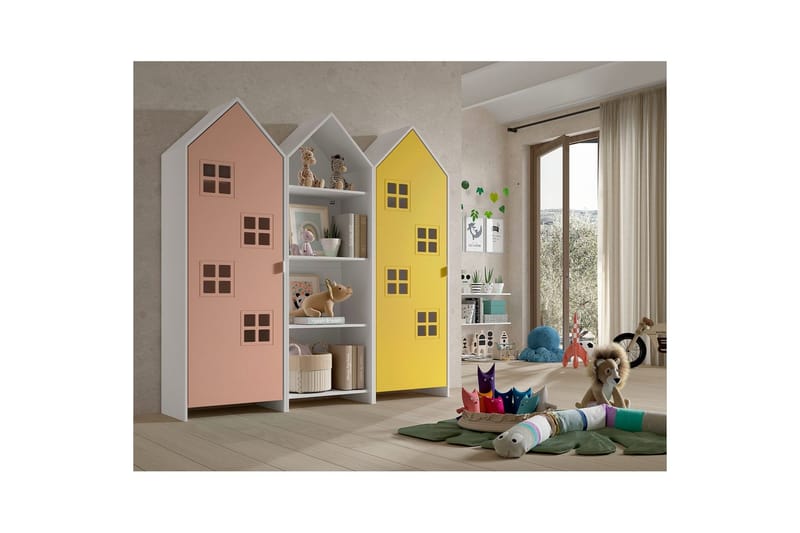 Skap Casami Brugge 3-delt med 1 Åpent Skap Rosa/Gul - Rosa/Gul - Oppbevaring - Klesoppbevaring - Garderober & garderobesystem - Garderobeskap & klesskap