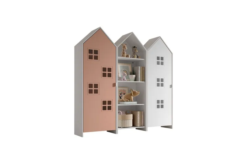 Skap Casami Brugge 3-delt med 1 Åpent Skap Rosa/Hvit - Rosa/Hvit - Oppbevaring - Klesoppbevaring - Garderober & garderobesystem - Garderobeskap & klesskap