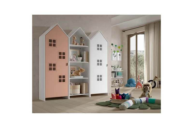 Skap Casami Brugge 3-delt med 1 Åpent Skap Rosa/Hvit - Rosa/Hvit - Oppbevaring - Klesoppbevaring - Garderober & garderobesystem - Garderobeskap & klesskap