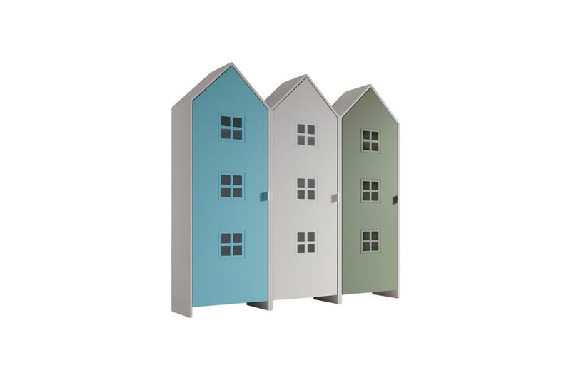 Skap Casami Brugge 3-delt med 3 Dører Hvit/Blå/Grønn - Hvit/Blå/Grønn - Oppbevaring - Klesoppbevaring - Garderober & garderobesystem - Garderobeskap & klesskap