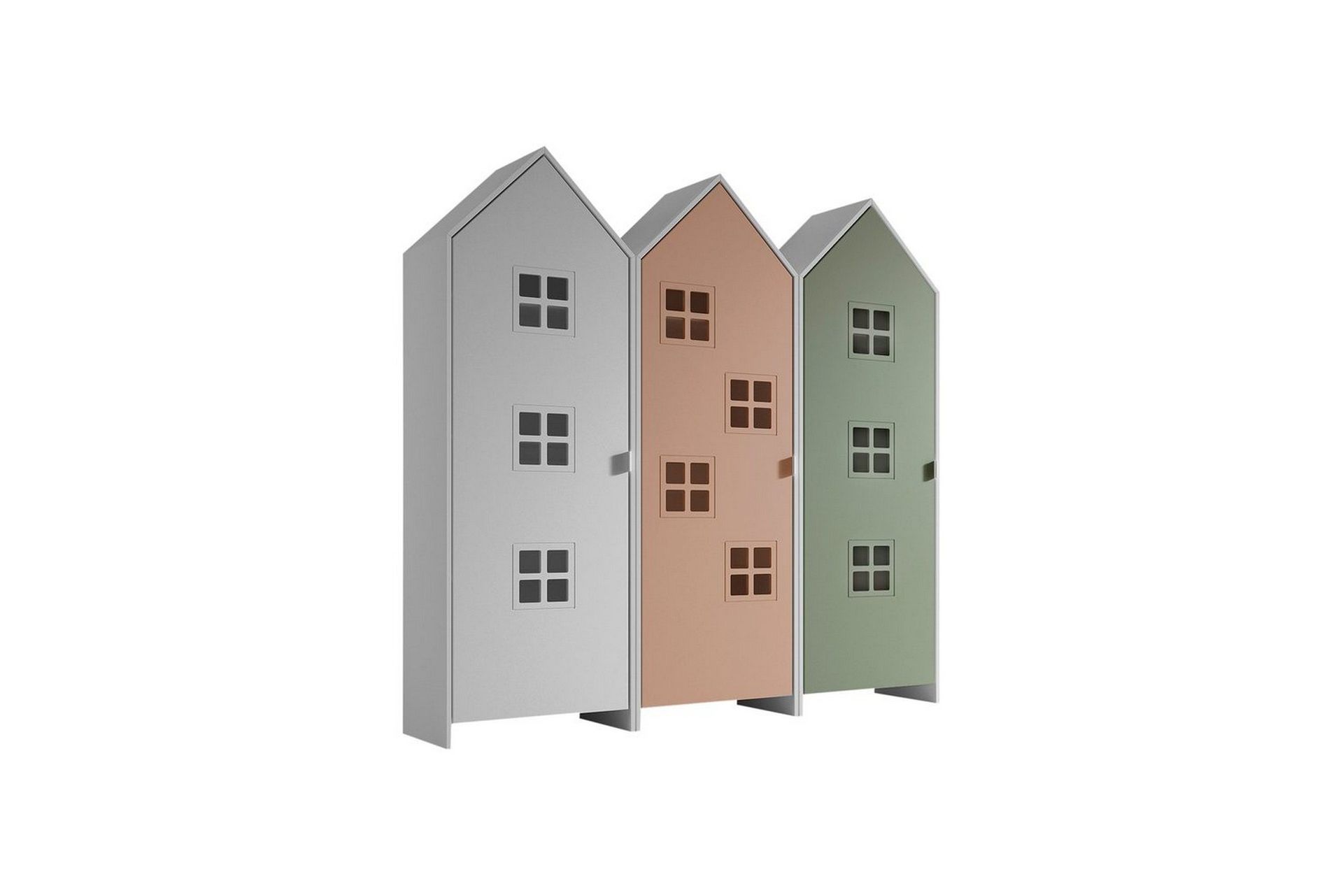 Skap Casami Brugge 3-delt med 3 Dører Hvit/Rosa/Grønn - Hvit/Rosa/Grønn