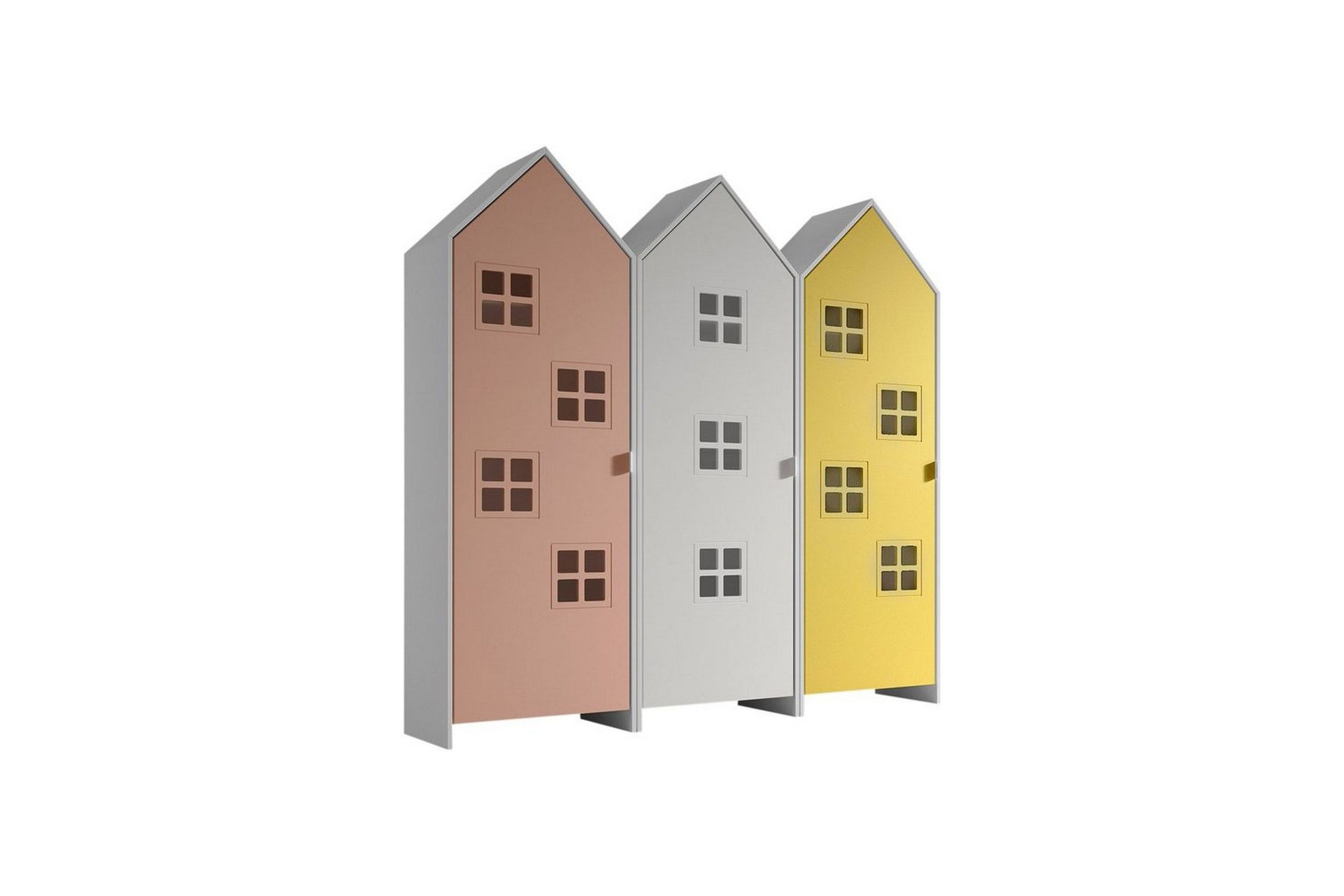 Skap Casami Brugge 3-delt med 3 Dører Hvit/Rosa/Gul - Hvit/Rosa/Gul