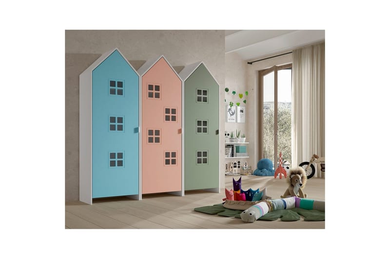 Skap Casami Brugge 3-delt med 3 Dører Rosa/Blå/Grønn - Rosa/Blå/Grønn - Oppbevaring - Klesoppbevaring - Garderober & garderobesystem - Garderobeskap & klesskap
