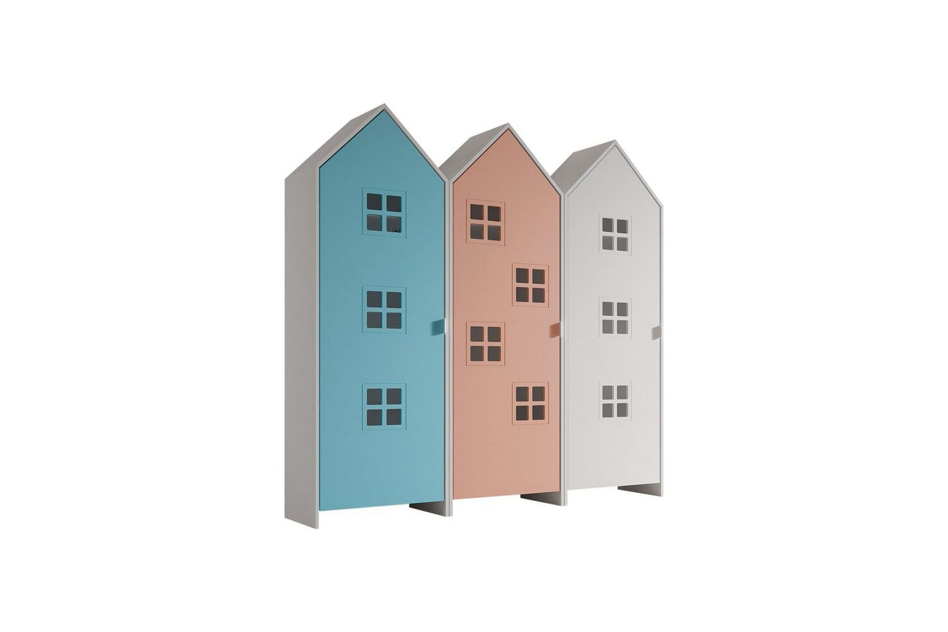Skap Casami Brugge 3-delt med 3 Dører Rosa/Blå/Hvit - Rosa/Blå/Hvit
