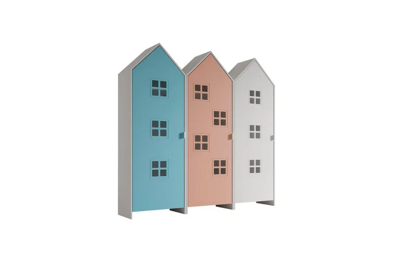 Skap Casami Brugge 3-delt med 3 Dører Rosa/Blå/Hvit - Rosa/Blå/Hvit - Oppbevaring - Klesoppbevaring - Garderober & garderobesystem - Garderobeskap & klesskap