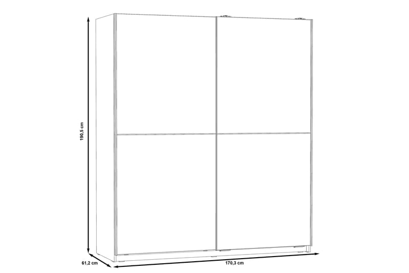Slosser Garderobe 170x191 cm - Grå - Oppbevaring - Klesoppbevaring - Garderober & garderobesystem