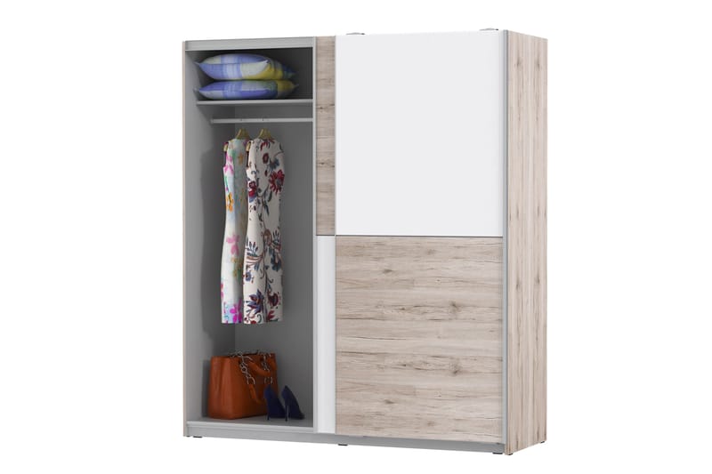 Slosser Garderobe 170x191 cm - Lysebrun - Oppbevaring - Klesoppbevaring - Garderober & garderobesystem