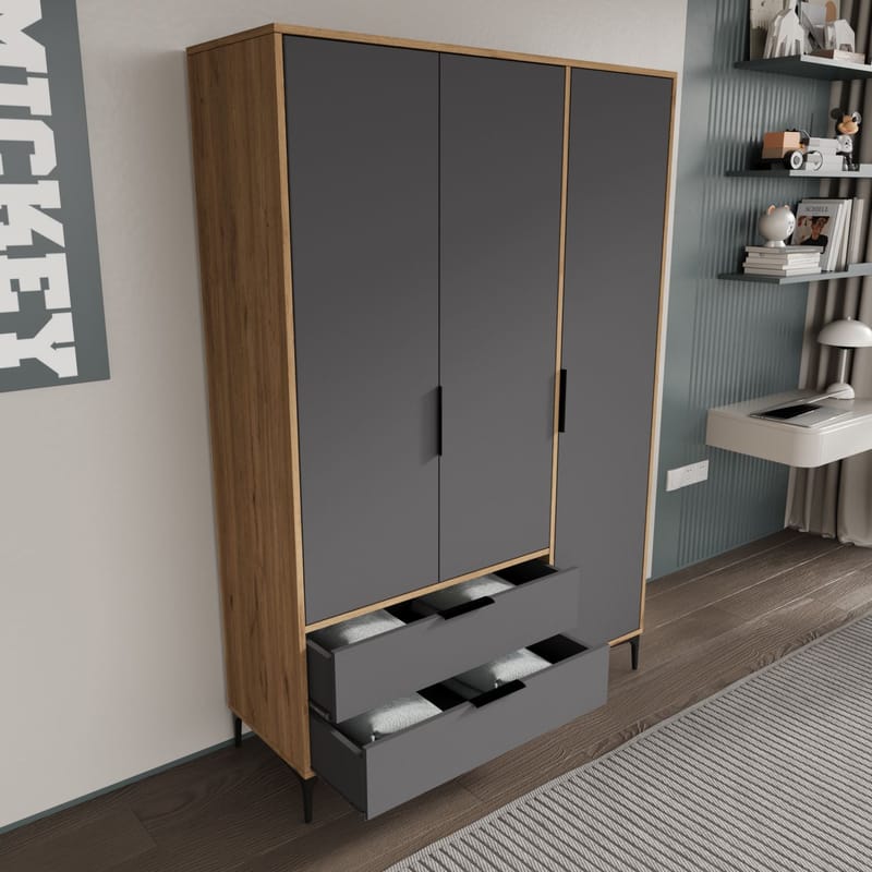 Sorav garderobe 120x192 cm - Eik / Antrasitt - Oppbevaring - Klesoppbevaring - Garderober & garderobesystem - Garderobeskap & klesskap