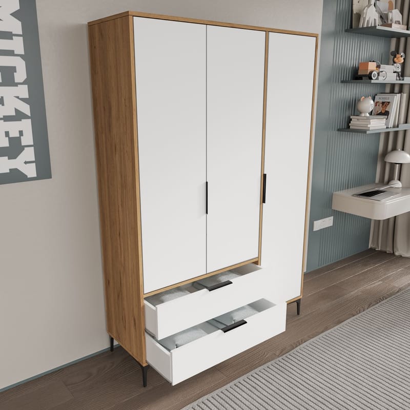 Sorav garderobe 120x192 cm - Eik / Hvit - Oppbevaring - Klesoppbevaring - Garderober & garderobesystem - Garderobeskap & klesskap