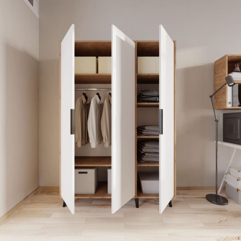 Sorav garderobe 120x192 cm - Eik / Hvit - Oppbevaring - Klesoppbevaring - Garderober & garderobesystem - Garderobeskap & klesskap