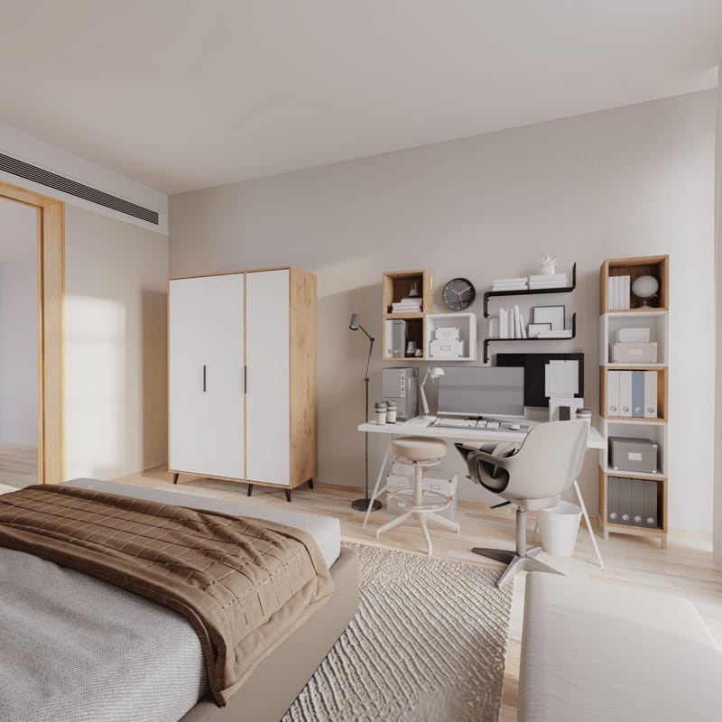 Sorav garderobe 120x192 cm - Eik / Hvit - Oppbevaring - Klesoppbevaring - Garderober & garderobesystem - Garderobeskap & klesskap